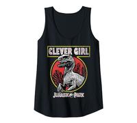 Jurassic Park Clever Girl Raptor Roar Circle Logo Tank Top, Women, Black, Large