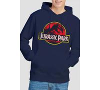 Jurassic Park Distressed Logo Hoodie, Navy | Size: Large Jurassic Park Navy L