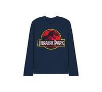 Jurassic Park Distressed Logo Long Sleeve T-Shirt, Navy | Size: Large Jurassic Park Navy L
