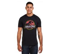 Jurassic Park Mens Distressed Logo Short Sleeve T-Shirt, Black (Black Blk), L UK