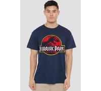 Jurassic Park Distressed Logo T-Shirt, Navy | Size: Large Jurassic Park Navy L