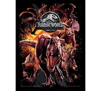 Jurassic Park Jurassic World Fallen Kingdom (Montage) Framed Print, Multi Coloured, 30 x 40cm