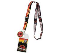 Jurassic Park Logo Lanyard Keychain ID Holder Logo Rubber Charm and Sticker