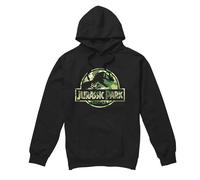 Jurassic Park Men's Camo Pullover Hoodie Black | Size: Medium Jurassic Park Black M