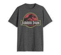 Jurassic Park Men's Classic Movie Logo T-Shirt, Charcoal Heather, XXL