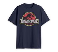 Jurassic Park Men's Classic Movie Logo T-Shirt, Navy, Large