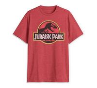 Jurassic Park Men's Classic Movie Logo T-Shirt, Red Heather, Large