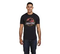Jurassic Park Mens Distressed Logo Short Sleeve T-Shirt, Black (Black Blk), X-Large