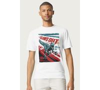 Jurassic Park Men's Jurassic World Blue Velociraptor Claws Out T-Shirt in White | Size: Small Jurassic Park White S