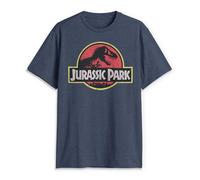 Jurassic Park Men's Logo Tee T-Shirt, Navy Heather, Large