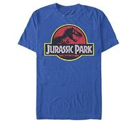 Jurassic Park Men's Logo Tee T-Shirt, Royal Blue, XL