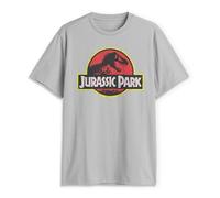 Jurassic Park Men's Logo Tee T-Shirt, Silver, XL
