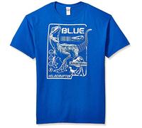 Jurassic Park Men's Officially Licensed Jurassic World Blueprint Graphic Tee, Blue//Raptor Blueprint, XL