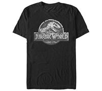 Jurassic Park Men's Officially Licensed Jurassic World Graphic Tee T-Shirt, Black//Return Logo, Medium