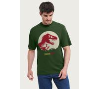 Jurassic Park Men's Red Silhouette T-Shirt in Bottle Green | Size: 2XL Jurassic Park Bottle Green 2XL