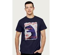 Jurassic Park Men's Velociraptor Clever Isla Nublar T-Shirt in Navy | Size: XL Jurassic Park Navy XL