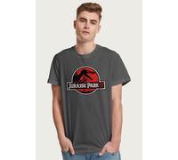 Jurassic Park Men's White Outline Claw Marks Logo T-Shirt in Charcoal | Size: Medium Jurassic Park Charcoal M