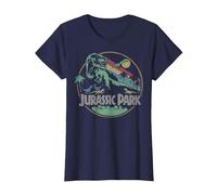 Jurassic Park Retro T-Rex Circle T-Shirt, Women, Navy Blue, XX-Large