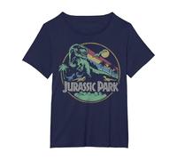 Jurassic Park Retro T-Rex Circle T-Shirt, Women's Plus, Navy Blue, 2X