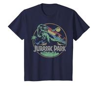 Jurassic Park Retro T-Rex Circle T-Shirt, Youth, Navy Blue, 4T
