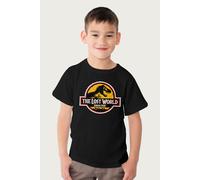 Jurassic Park The Lost World White Outline Logo T-Shirt in Black | Size: 5-6 Years Jurassic Park Black 5-6 Years