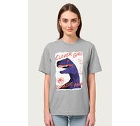 Jurassic Park Women's Velociraptor Clever Isla Nublar Relaxed Fit T-Shirt in Mid Grey | Size: Medium Jurassic Park Mid Grey M