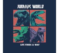 Jurassic Park World Four Colour Faces Women's T-Shirt - Navy - XL