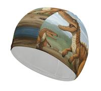 Jurassic Period Dinosaur Swim Cap Unisex Adult Swimming Cap Non Slip Pool Hat Comfortable Durable Easy to Put On and Off Waterproof Swim Hat Keep Hair Dry