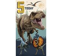 Jurassic World 5th Birthday Card, Childrens Birthday Card For 5th Birthday Celebration, Jurassic World Card For Kids, Officially Licensed Birthday Card