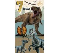 Jurassic World 7th Birthday Card, Childrens Birthday Card For 7th Birthday Celebration, Jurassic World Card For Kids, Officially Licensed Birthday Card