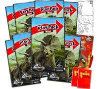 Jurassic World 8 Pc Mini Party Favors Set - Bundle 8 Play Packs with Mini Coloring Books, Stickers, and Goodie Bags Birthday Party Supplies Decorations