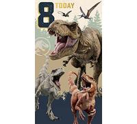Jurassic World 8th Birthday Card, Childrens Birthday Card For 8th Birthday Celebration, Jurassic World Card For Kids, Officially Licensed Birthday Card