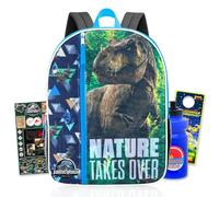 Jurassic World Backpack for Boys - Bundle with 16" T-Rex Backpack, Water Bottle, Stickers, More | Jurassic World School Bag for Boys, Kids