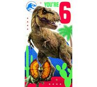 Jurassic World Birthday Card with Stickers Age 6 - Official Dinosaur Greeting Card for Kids & Jurassic Park Fans