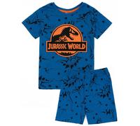 Jurassic World Boys Blue Scattered Dino Print Short Sleeve Short Leg Pyjama Set - 6-7 Years