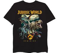 Jurassic World Boys Dominion Raptor & T-rex Running T-Shirt, Black, 4-5
