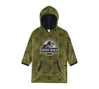 Jurassic World Boys Hoodie, Oversized Fleece Blanket Kids Hoodie Lounge Gown, One Size Fits All Ages 6 to 13 Years Old Khaki