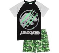 Jurassic World Boy's Kids Short Sleeve Short Leg Pyjama Set (Boys Black) in Black | Size: 9-10 Years Jurassic World Black 9-10 Years