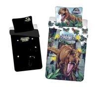 Jurassic World Dinosaur Bedding Set, Glow in the Dark Duvet Cover 140 x 200 cm + Pillowcase 70 x 90 cm, 100% Cotton