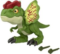 Mattel Jurassic World Toys Dinosaur Toy, Uncaged Fierce Launchin Dilophosaurus Figure with Dart Style Shooting Action, Sound, 2 Projectiles