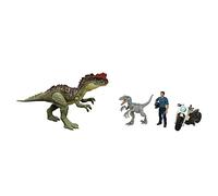 Jurassic World Dominion 3 Pack Figures & Dinosaurs, Owen Grady Motorcycle Yangchuanosaurus & Blue, Helmet & Tranquilizer, Ages 4 Years & Up