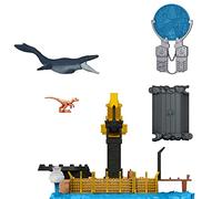 Jurassic World Dominion Minis Mosasaurus Mayhem Playset with 2 Mini Dinosaur Figures, Launchers and Break Apart Feature, Toy Gift Set and Collectible