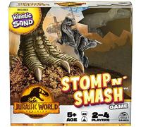 Jurassic World Dominion, Stomp N’ Smash Board Game Sensory Dinosaur Toy with Kinetic Sand Jurassic Park Movie Family Game, for Kids Ages 5 & up