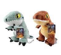 Jurassic World Dominion - Super Soft Gift Quality Plush Dinosaur 6" 15cm Toy Sets - Pack of 2 Blue the Velociraptor & T-Rex