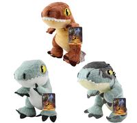 Jurassic World Dominion - Super Soft Gift Quality Plush Dinosaur 6" 15cm Toy Sets - Pack of 3 Blue the Velociraptor, T-rex & Giganotosaurus