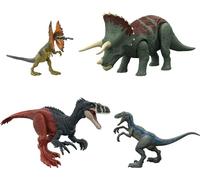 Jurassic World Dominion Survival Instincts Dinosaur Toys, set of 4 Action Figures, Blue, Dilophosaurus and Roar Strikers Megaraptor and Pteranodon Figures Amazon Exclusive