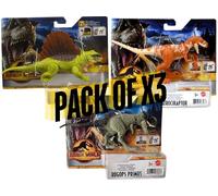 Jurassic World Ferocious Pack Dinosaur Action Figures - Set of X3 Animal Toy