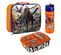 Jurassic World Kids Lunch Box Set - School & Travel Snack Boxes Set of 3 | Insulated Lunch Bag, Lunch Box with Compartments & 580ml Water Bottle, Lunch Bag & Box Gift Set for Boys & Girls | BPA Free