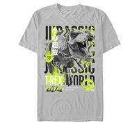 Jurassic World Men's Info Rex T-Shirt, Silver, Medium