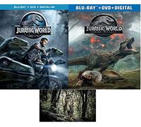 Jurassic World One 1 & Jurassic World Two 2 Fallen Kingdom Double Feature 2 Blu Ray Set Chris Pratt Includes Velociraptor Glossy Print Art Card